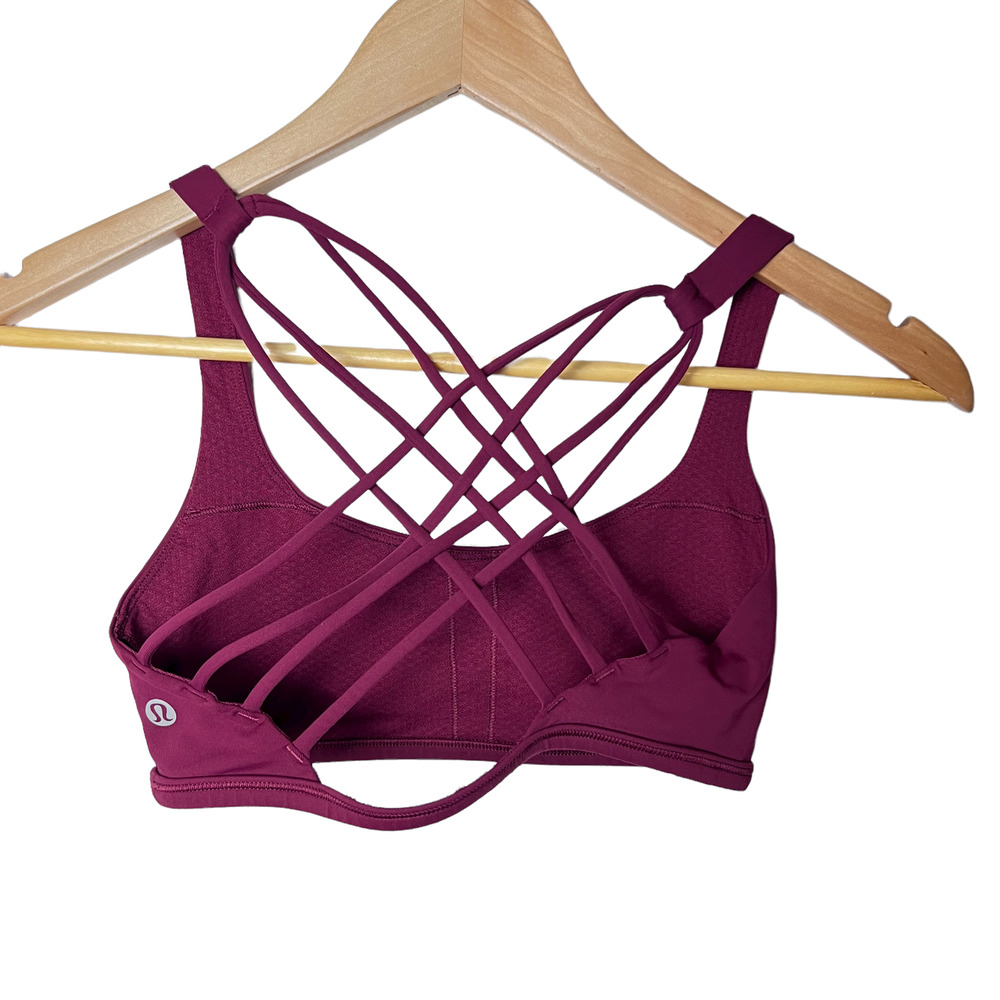 Lululemon Size 4 Free To Be Bra (Wild) Yoga Strappy Open Back Ruby Wine W2670S